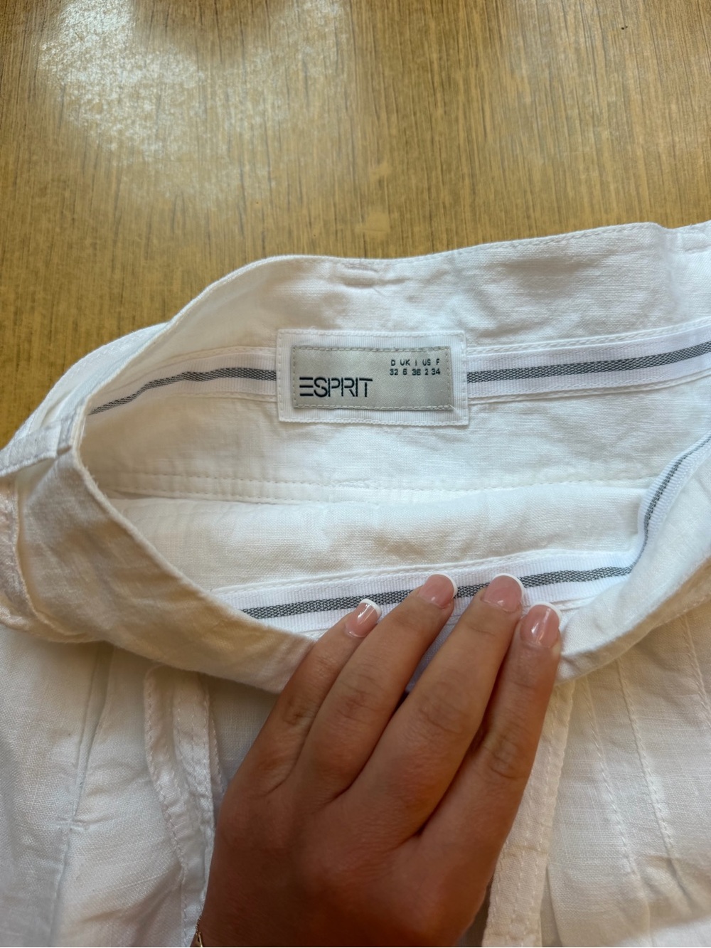 Espirit white linen A-line skirt with a self-tie waist belt US size 2 - Picture 4 of 6